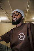 Oversized TAB Embroidered T Shirt Brown